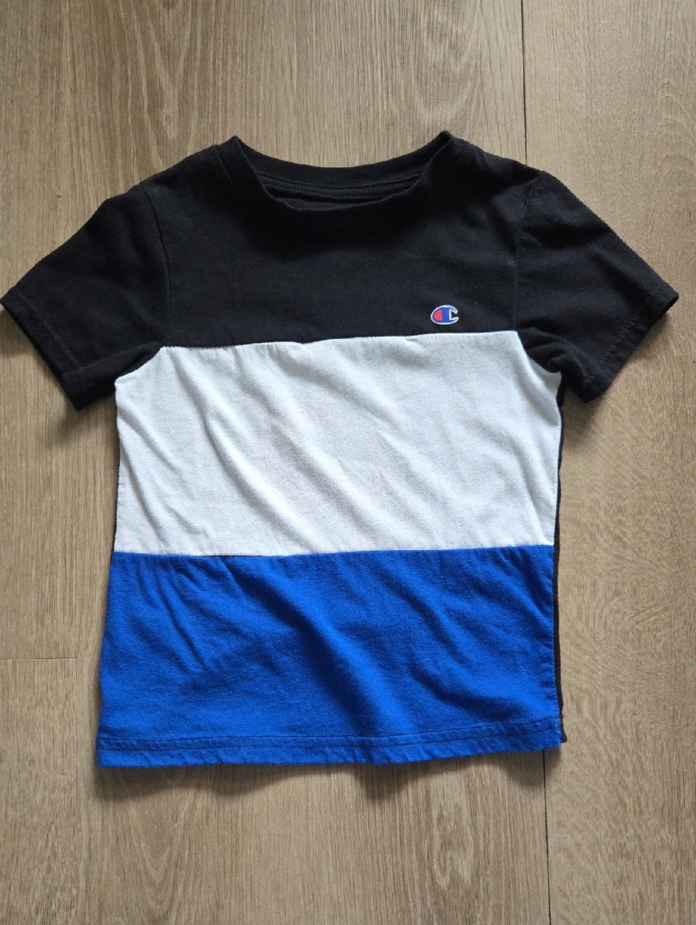 Champion Kids Black White and Blue Colorblock Tee